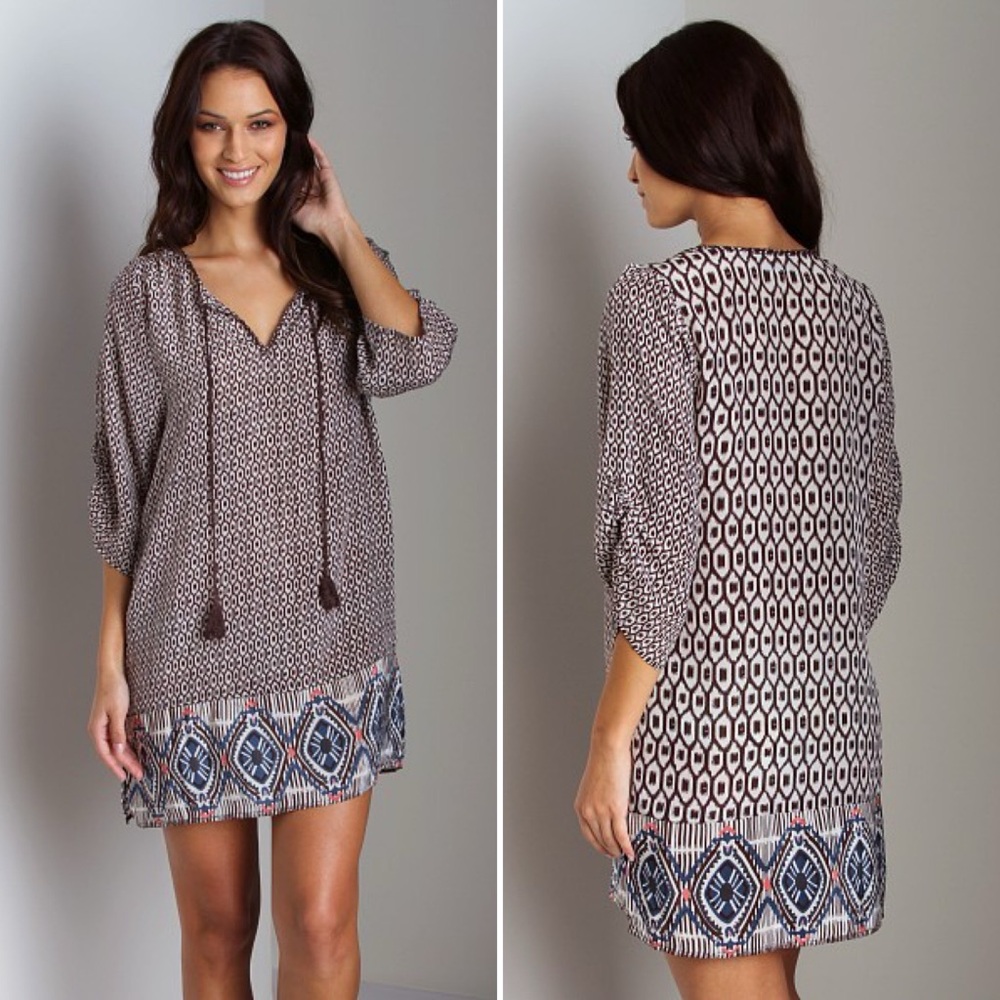 Feathers by Tolani Bohemian Ikat Tunic Dress Size Small